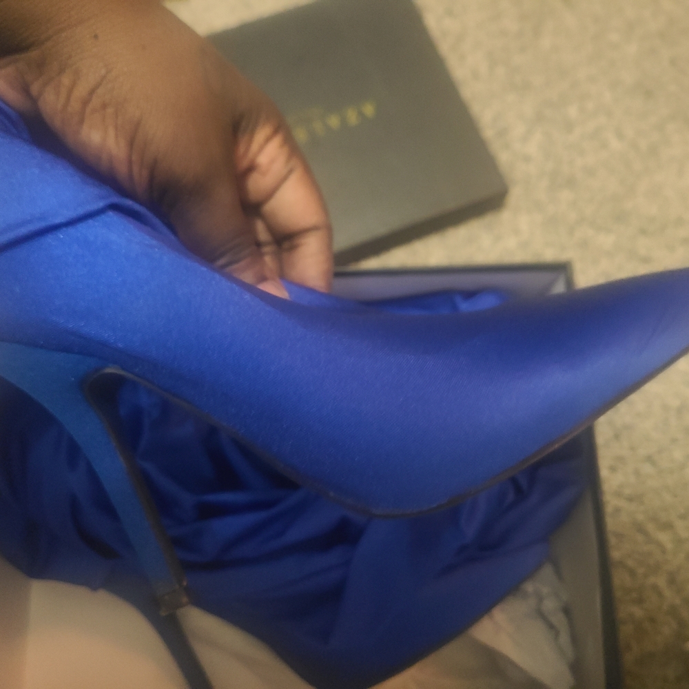 AKIRA Sapphire Blue Satin Pointed Stiletto Heels